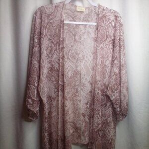 143 Story by Line Up Blouse Shirt Open Front M Women Sheer Short Sleeve Tan